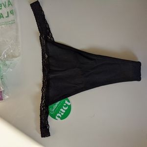 Pact Women's black lace thong
